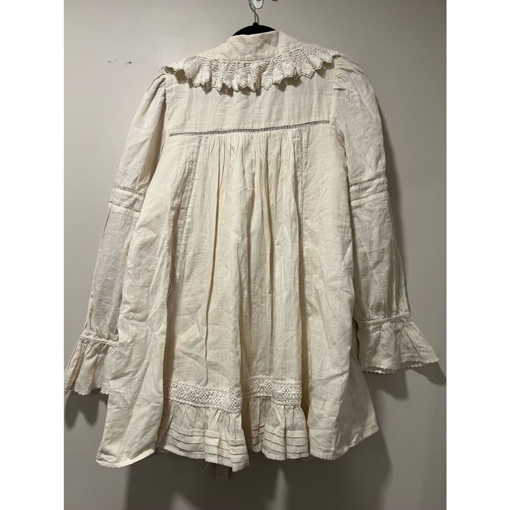 Free People Cream Long Sleeve Lace-Trim Dress - Picture 13 of 13